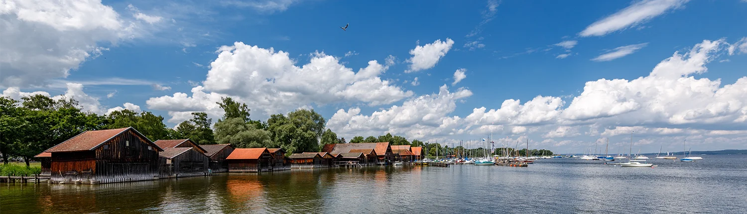 Ammersee Bootshäuser Panorama